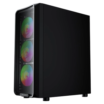 GameBooster ROUND A650B 600W APFC USB 3.0 Mesh 4*Rainbow Fanl� Mid-T ATX Gaming Siyah Kasa