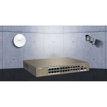 Tenda TEF1126P-24-250W, 24 Port, Y�netilemez Rack Mount Switch