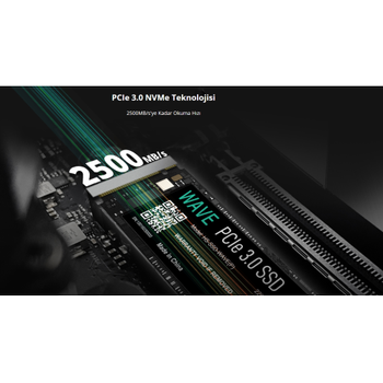 Hiksem� HS-SSD-Wave (P) 512G 2500-1025Mb/s Gen3 NVMe PCIe M.2 2280 3D Nand SSD Disk