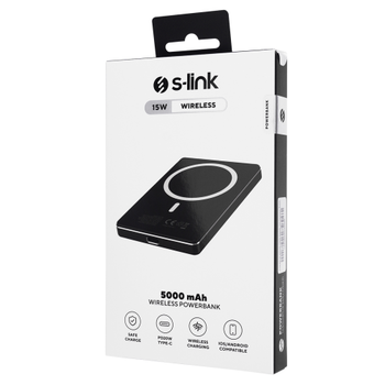 S-LINK MG105 Magsafe Siyah 5.000mAh 2xType-C 4 Led G�stergeli PowerBank