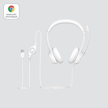 Logitech H390 USB G�r�lt� �nleyici Mikrofonlu Kulakl�k - Beyaz