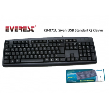 EVEREST KB-871U, USB Kablolu, Trke Q,  Standart Klavye (Siyah)