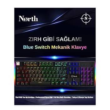 North Shield Blue Switch T�rk�e Q RGB Mekanik Gaming Klavye