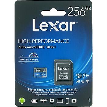 Lexar 256gb LSDMI256BB633A 633X 100mb/s Read 45mb Mikro SD Adapter