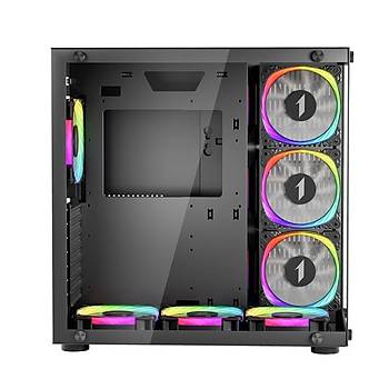 1St Player SP8 Siyah 750W 80+ Silver ATX 3.1 ARGB 7x12cm Fan Temperli Cam USB 3.0 ATX Kasa