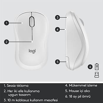 Logitech MK295 Kablosuz Klavye & Mouse Seti Beyaz 920-010089