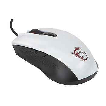 Msi GG Clutch GM40 White Gaming Mouse 5.000 Dpi Pixart PMW3310 Optik Sensor Omron Switch K�rm�z� Led Orgu Kablo Alt�n Kaplama Gaming Mouse