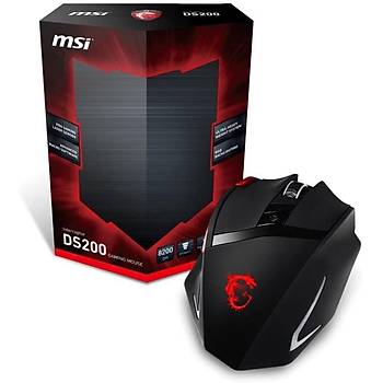 Msi GG Interceptor DS200 Gaming Mouse 8.200 DPI Laser Sensor RGB Led rg Kablo Altn Kaplama USB Balant Oyuncu Mouse
