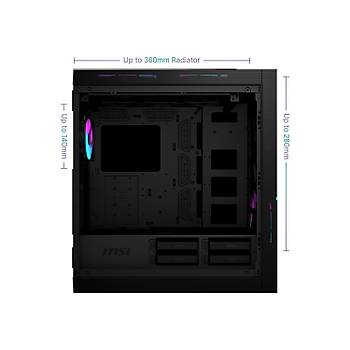 Msi Mpg Sekira 100R Temperli Cam 4 X A-RGB Fan 120MM E-Atx Gaming Bilgisayar Kasas�