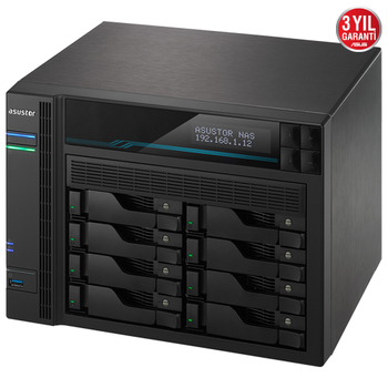 Asustor AS6508T 8Gb DDR4 Ram 8 Yuval� (8x22TB Destek) 2xM.2 NVMe PCI-e 2x10GbE 2x2.5GbE Network 2xUSB 3.2 Tower NAS (Yedekleme) Depolama Cihaz�