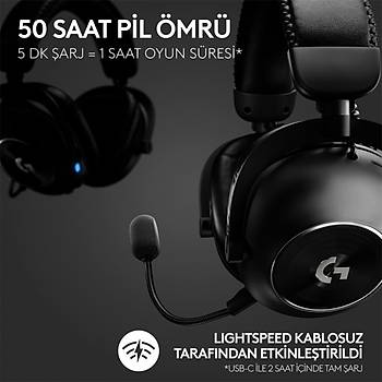 Logitech G Pro X 2 Lightspeed Kablosuz Bluetooth Gaming Kulakl�k - Siyah 981-001263