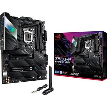 Asus Rog Strix Z590-F Gaming Wifi Intel Z590 LGA1200 DDR4 5333 DP HDMI 4x M2 USB3.2 AX Wifi + BT Aura RGB 2.5Gb Intel ATX Anakart