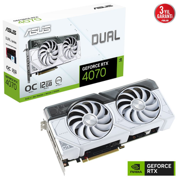 Asus DUAL-RTX4070-O12G-WHITE 12Gb 192B GDDR6 Gaming Ekran Kart