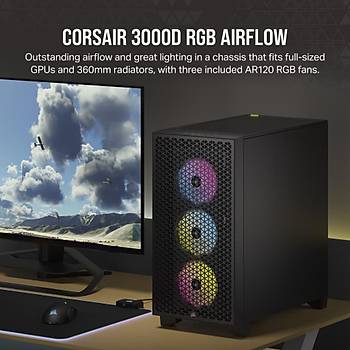 Corsair CC-9011255-WW 3000D RGB Airflow Mid-Tower Siyah PC Kasas�