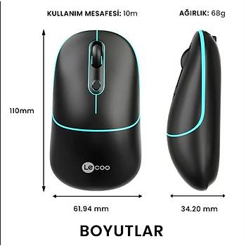 Lenovo Lecoo WS210-S Siyah Kablosuz Mouse