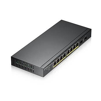 Zyxel GS1900-10HP-EU0102F 8-Port 8x100/100/1000 + 2xSFP Web Y�netilebilir PoE Switch (77 Watt)