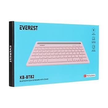 Everest KB-BT82 Pembe-Gri Bluetooth Ultra �nce+�arjl� Q Mac-Win-Android-Ios Uyumlu Kablosuz Klavye