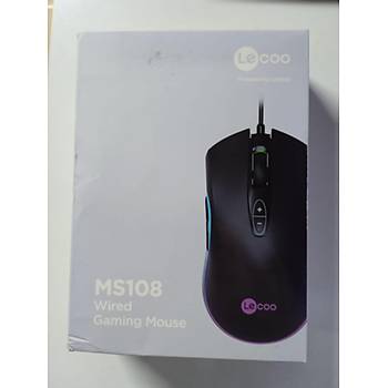 Lenovo Lecoo MS108 6400 DPI 7 Tulu Kablolu RGB LED Aydnlatmal Siyah Gaming Mouse(OUTLET)