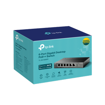 TP-LINK TL-SG1006PP�6 Port�GigaBit�4 Port PoE 64W�Y�netilemez�Metal Kasa�Masa�st� Switch