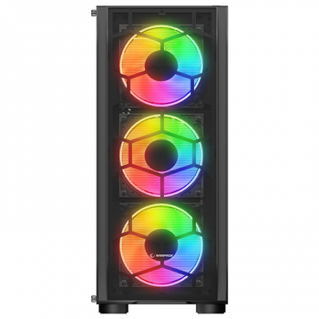 Rampage Hollow 650W 4x12cm ARGB Fan Temperli Cam Yan Panel ATX Gaming Kasa