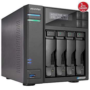 Asustor AS6704T Intel N5105 4 Yuval� (4X22TB Deste�i) 4GB DDR4(16GB Ram Deste�i) M.2 x4 PCIe x1 2.5GbE x2 USB 3.2 x3