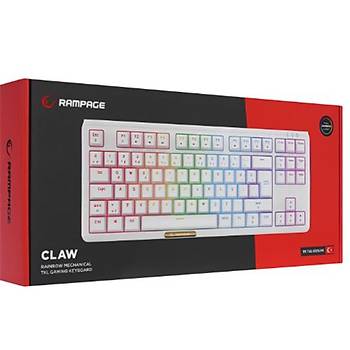 Rampage Claw Beyaz TKL Red Switch Kablolu Mekanik Oyuncu Klavyesi