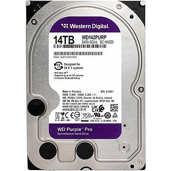 WD  14 TB 3.5 Purple SATA3 7200RPM 512MB 7/24 WD142PURP G�venlik Harddisk