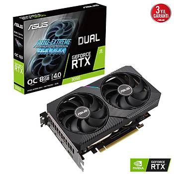 ASUS DUAL-RTX3050-O8G 8GB GDDR6 HDMI DP 128BIT Ekran Kart