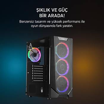 James Donkey Helix H800 4xRainbow Fan Temperli Cam 550W 80+ Bronze ATX Siyah Gaming (Oyuncu) Kasa