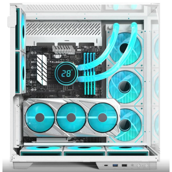 PowerBoost ECLIPSE 8*ARGB Fan Triple Temperli Cam Type-C Mid-T Ahşap Sea View ATX Gaming Beyaz Kasa