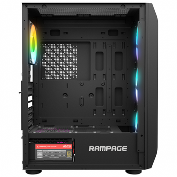 Rampage Hollow 650W 4x12cm ARGB Fan Temperli Cam Yan Panel ATX Gaming Kasa