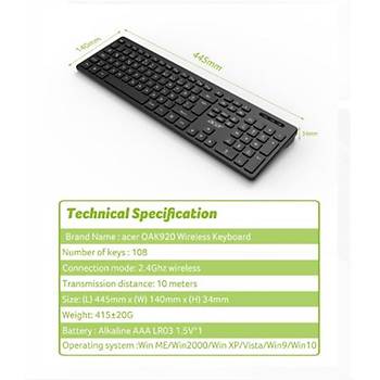 Acer OAK920 Q USB Siyah 1.8mt Kablolu Klavye