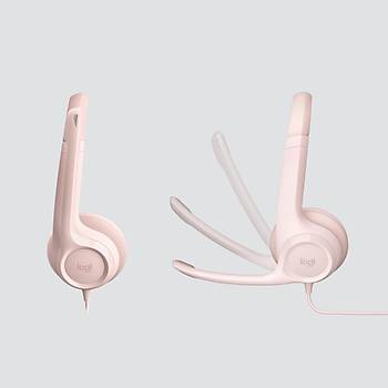 Logitech H390 USB G�r�lt� �nleyici Mikrofonlu Pembe Kulakl�k
