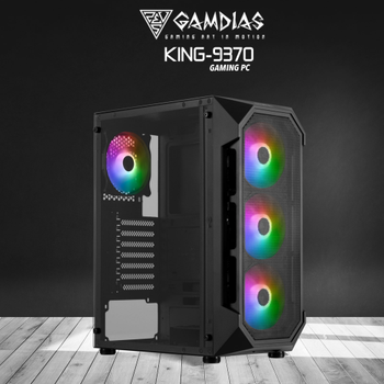 GAMDIAS KING-9370, AMD Ryzen 5 5600X, 16Gb DDR4, 256Gb NVMe Ssd, 4Gb GDDR5 R9370 Ekran Kart, 500W Kasa, Free Dos Gaming Pc