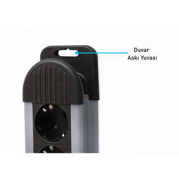 S-LINK Swapp SPGKS05 5 Soket 1.5Mt Kablo 900 Joule (Gri) %100 Bak�r Ak�m Korumal� Priz