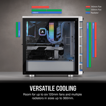 Corsair CC-9011189-WW Icue 465X RGB Temperli Cam Yan Panel Mid Tower Bilgisayar Kasas� Beyaz