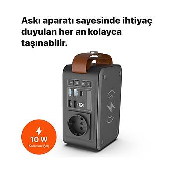Xenon Smart X6801 88W 24000mAh Ak�m Koruma G�ne� Paneli Uyumlu Kablosuz �arj Ta��nabilir G�� �stasyonu