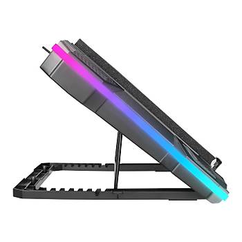 Rampage S49 Cyclone Siyah 10 Mode RGB 140mm Fanl� 19�n� LED Ekranl� Notebook So�utucu Stand