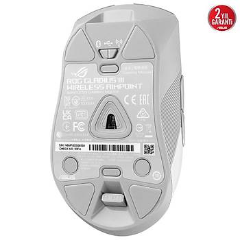 Asus Rog Gladius III Wireless Aimpoint 2.4GHz Bluetooth 36000 Dpi Beyaz Oyuncu Mouse