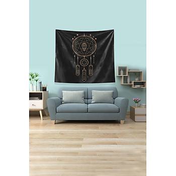 Siyah Bayku Desenli Leke Tutmaz Kadife Kuma Duvar rts Duvar Hals Tapestry