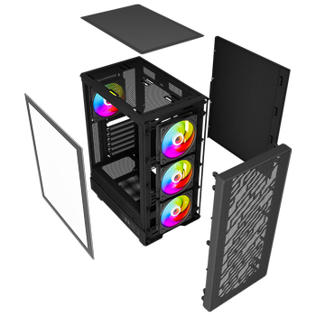 PowerBoost A600B 600W 80+ ATX USB 3.0 Rainbow Fanl� Mesh Siyah Gaming Kasa