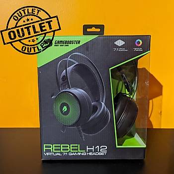 Gamebooster H12 Rebel 7 Renk RGB 7.1 Siyah Oyuncu Kulakl - Outlet