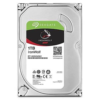 Seagate Ironwolf 3.5 1TB Sata 3.0 64MB 180MB/S 5900RPM 180TB/Yil  Yk 7/24 Nas Disk ST1000VN002 HDD & Harddisk