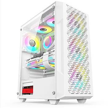 PowerBoost PB-P801AW 650w 80+ Bronze USB 3.0, ATX Mesh, RGB Fan Beyaz Kasa