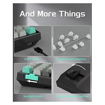 MageGee SKY98 99Tu� Blue Whale Switch Gasket Rgb Hot-Swap Kablolu Mekanik Oyuncu Klavyesi