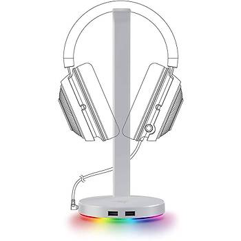 Razer Base Station V2 Chroma RGB USB Kulaklk Stand-Mercury Beyaz