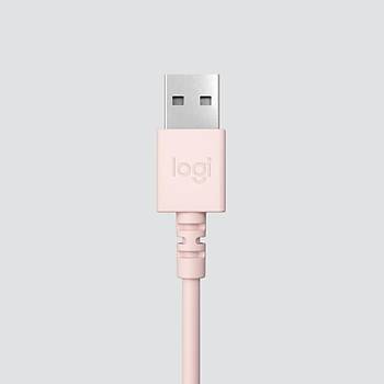 Logitech H390 USB G�r�lt� �nleyici Mikrofonlu Pembe Kulakl�k