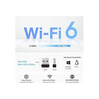 P-LINK Archer TX1U Nano��AX300 WI-FI 6 Kablosuz Usb Adaptor