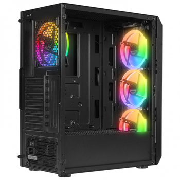 Everst X-RACER Mesh 600W  4x12cm RGB Fan Temperli Cam Yan Panel ATX Gaming  Kasa
