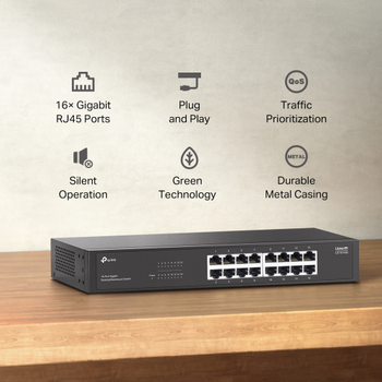 TP-LINK LS1016G Green Tech 16 Port GigaBit Y�netilemez Metal Kasa Masa�st� Switch